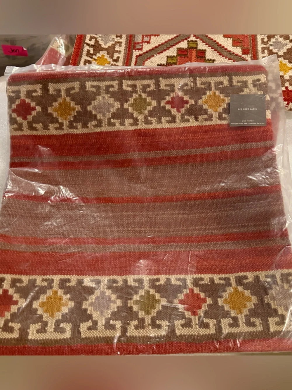 Super Rare! NEW Pottery Barn Mahal, Nanda, Asha, & Baha Tribal Kilim set, Red